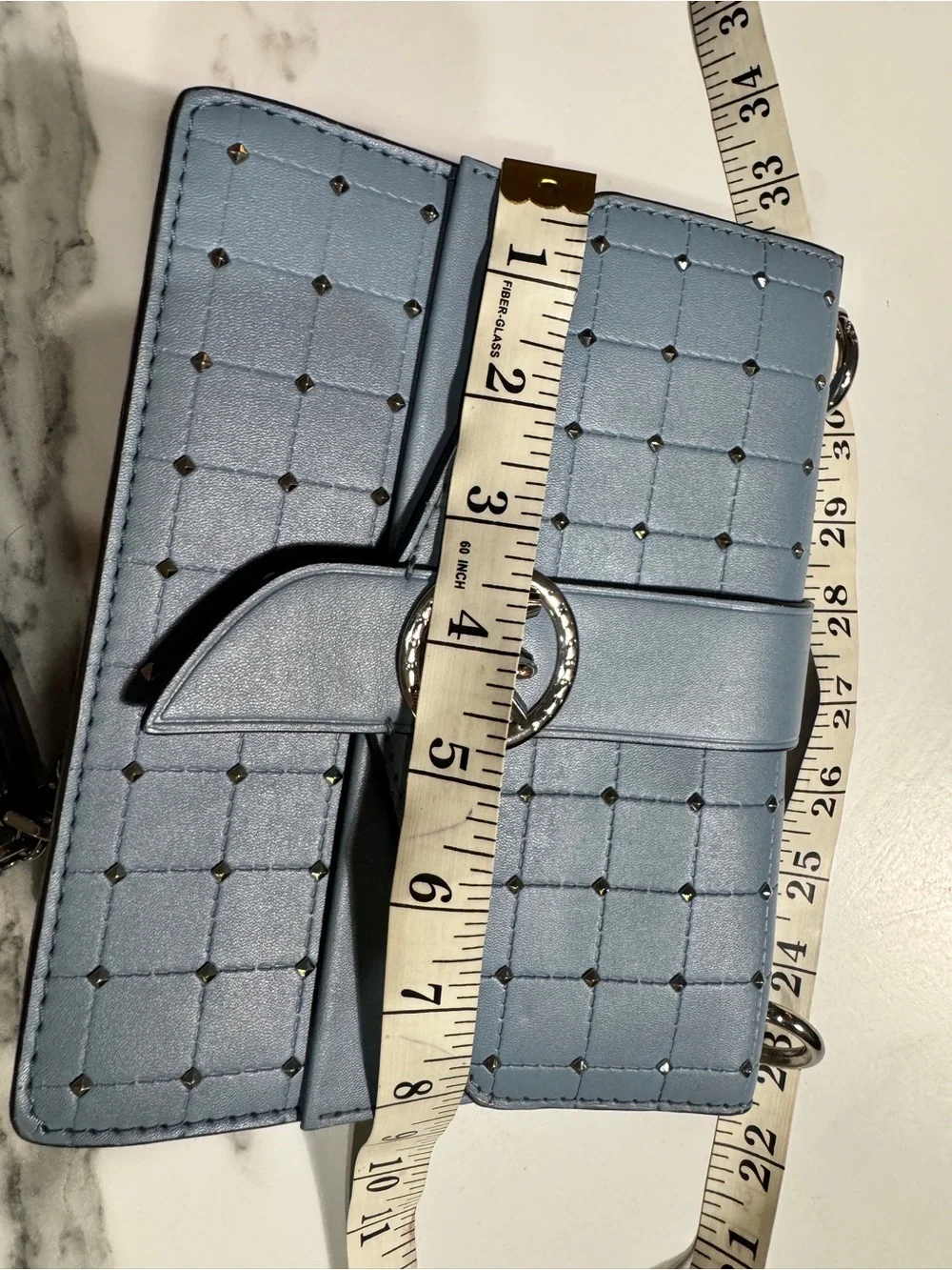 Michael Kors Light Blue Quilted Shoulder Bag with Silver Hardware